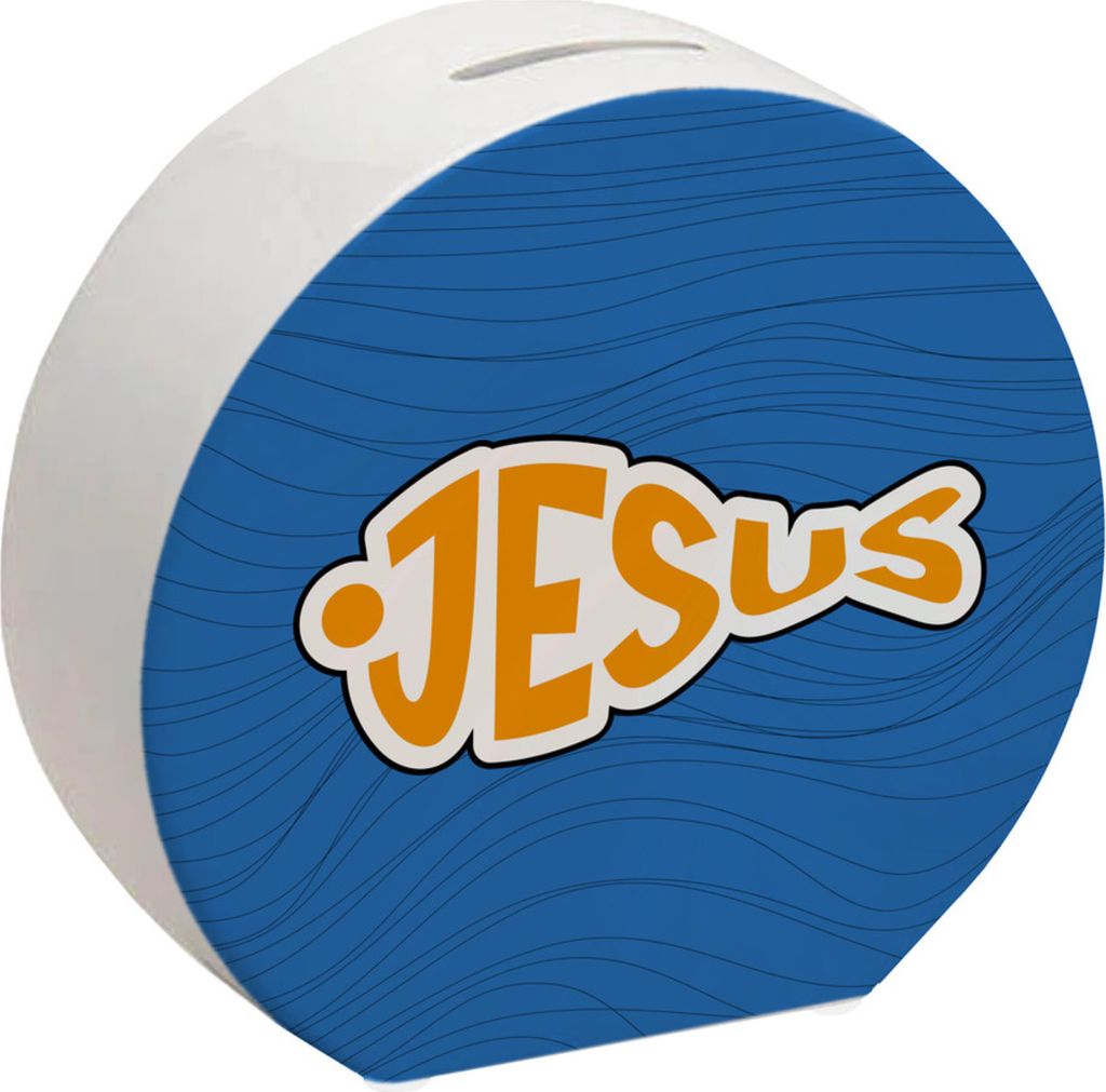 Jesus-Fisch Spardose für Gläubige in blau
