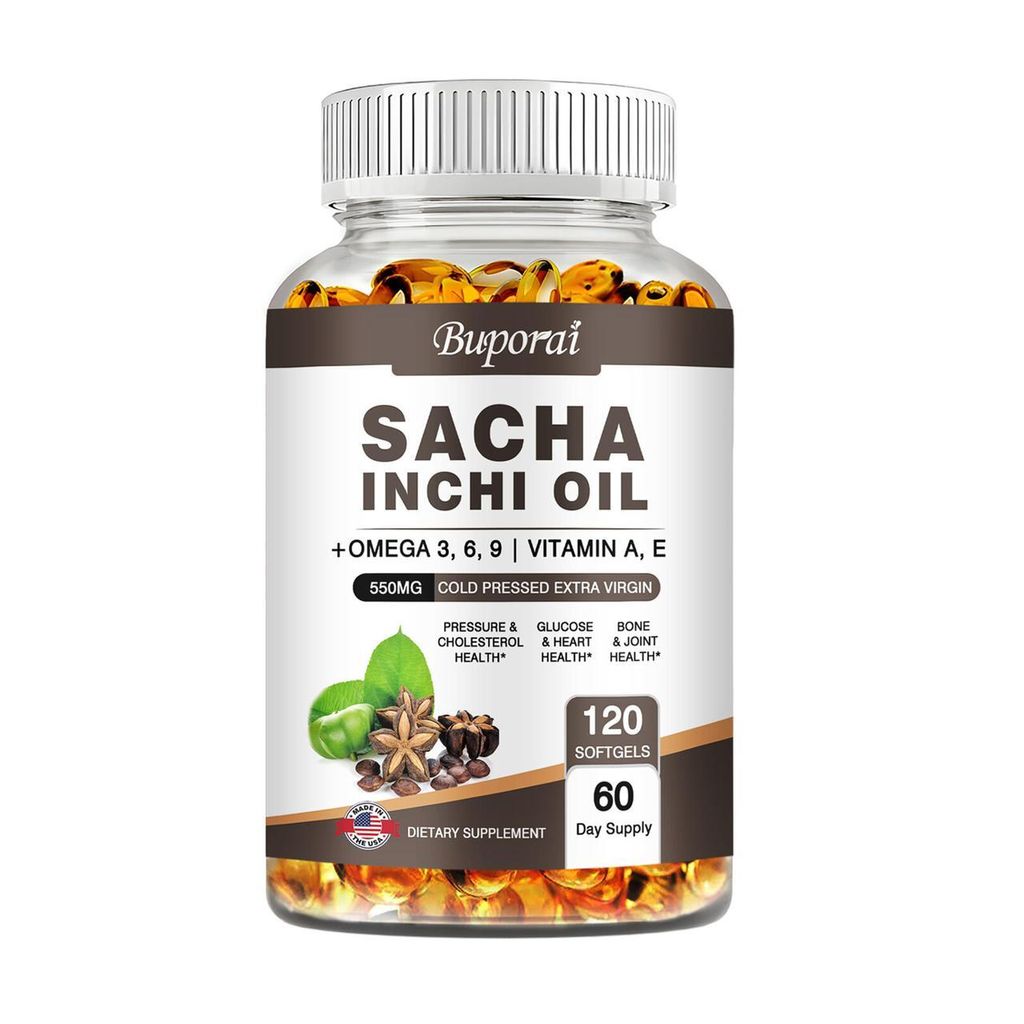 Sacha Inchi Oil + Omega 3, 6, 9 + Vitamin A, E (120 Kapseln) Nahrungsergänzungsmittel, Immunsystem, Herz, Cholesterin