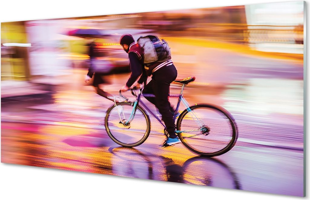 Spritzschutz 100x50 Wandkunst Fahrradbeleuchtung Mann