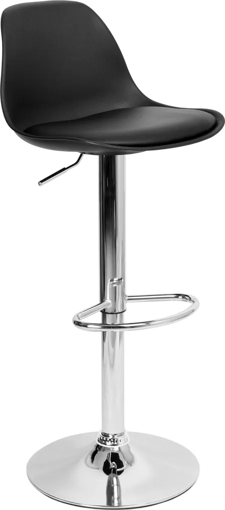 Chaise haute de bar Ricardo noire avec dossier pour comptoir de salon