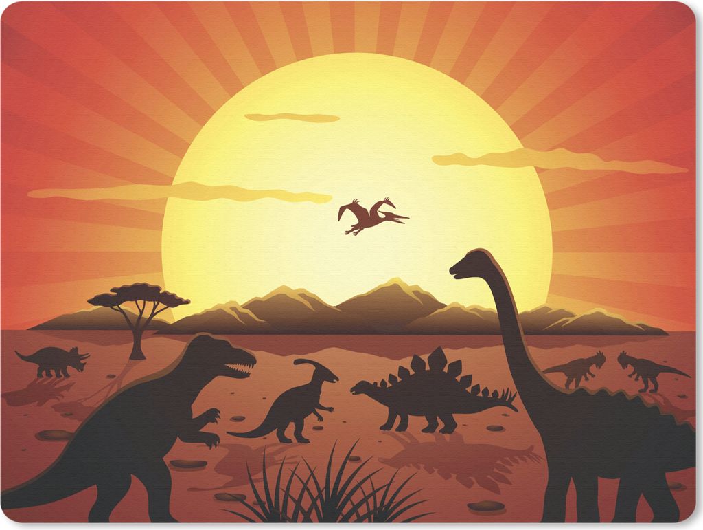 MuchoWow Mauspad Mousepad Dino - Sonne - Natur - Zeichnung - Kinder - Jungen 23x19 cm - Mousepads - Maus Mat - Pad - Mausunterlage - Schreibtisch...