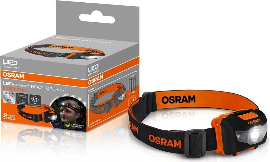 Stirnleuchte vier Leuchtmodi 87 lm für freihändiges Arbeiten OSRAM ESSENTIAL
