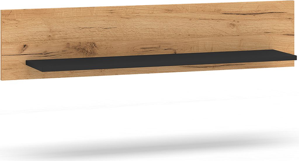 Wandregal 110 cm breit modern in Eiche mit schwarz URBANIA-131