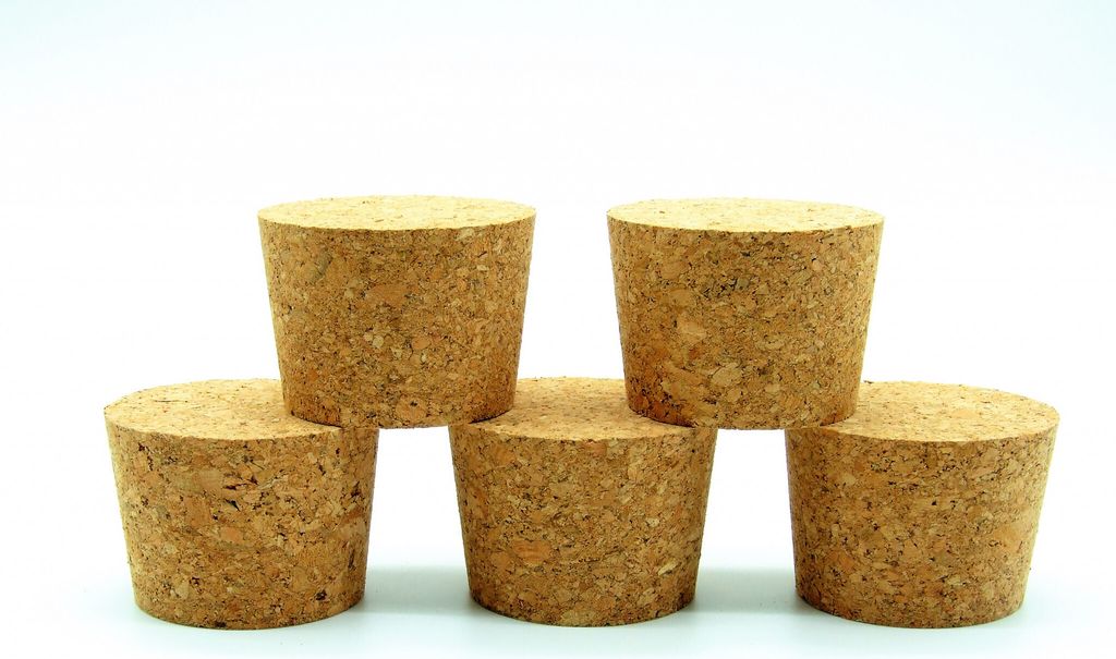 5 x Natürlich Konischer Korken 64/54mm - Korkstopfen, Flaschenkorken, Fasskorken