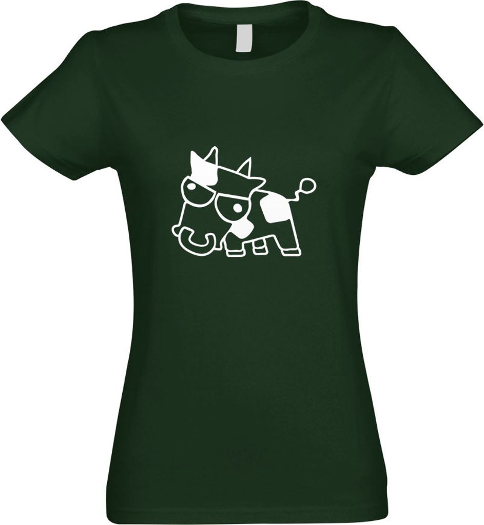 Kiwistar - T-Shirt tailliert - Damen - flaschengrün - Drift Cow mit Text sauer Kuh - mit Motiv Bedruckt - Funshirt Design - Sport - Freizeit - Dam...