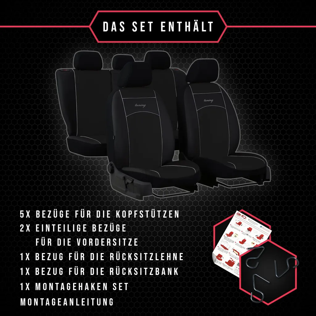 Set Coprisedili Neri Mazda 2 II Universali - Interni Auto Sportivi - 9
