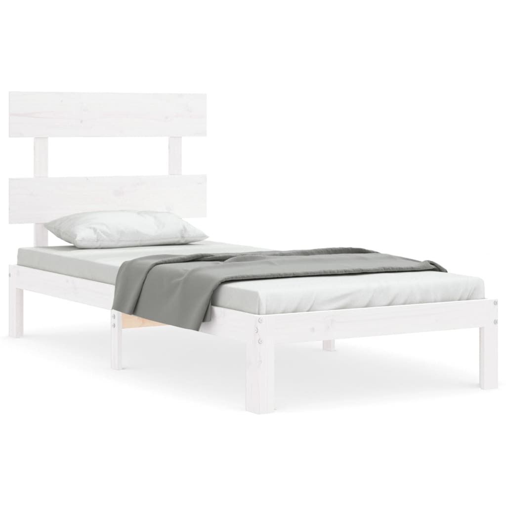 "2026 MODERNE" Massivholzbett Einzelbett - Gästezimmer - mit Kopfteil Weiß - Polsterbett Klassische Betten CC1751394