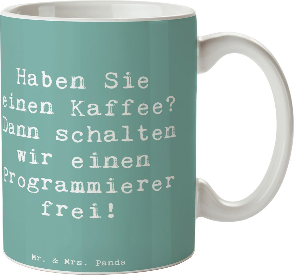 Mr. & Mrs. Panda Tasse Spruch Programmierer Kaffeezeit - Meeresbrise - Geschenk, kaffeetasse bedruckt, Beruf, personalisierte Geschenke, schöne, P...