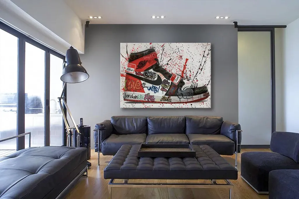 Quadro su Tela Sneakers Paint 70x50 - Arredo Casa Moderno Legno