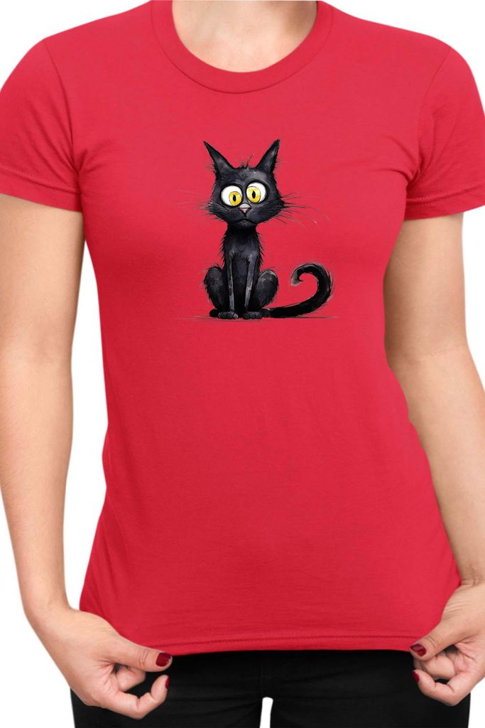 Damen T-Shirt Funny Cats Breeds Bombay Cat 014, Lady 2XL / Rot