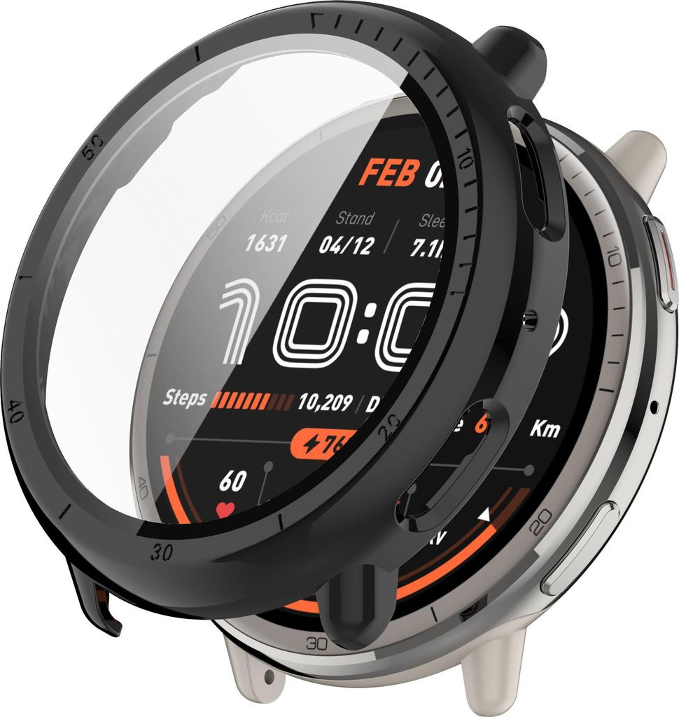 Strap-it Hartschalenetui mit Bildschirmschutz - passend für das Amazfit Active 2 (schwarz)