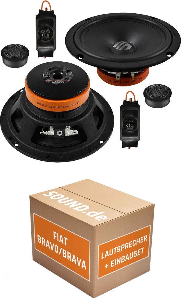 Lautsprecher Boxen Einbaupaket vorne Musway MAE6.2C passend für Fiat Bravo Typ 198 | für zwei Türen 3ohm