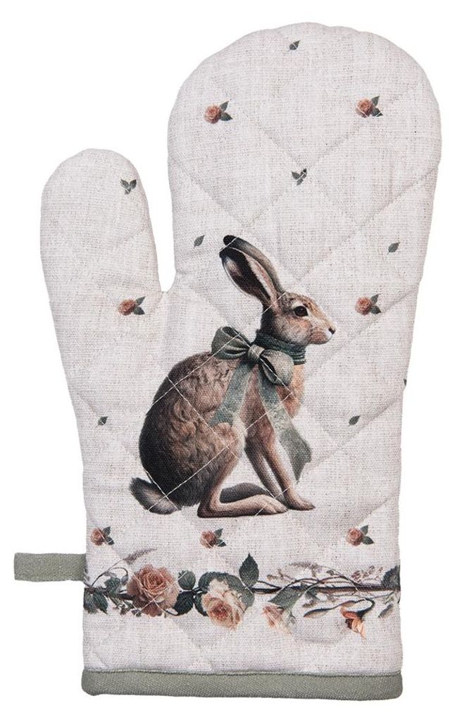 Clayre & Eef Ofenhandschuh 18x30 cm Beige Baumwolle Produktbild 