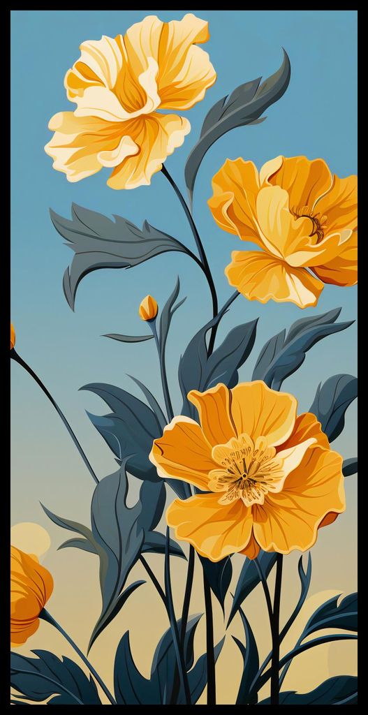 Poster 50x100cm Goldene Blumenmorgen