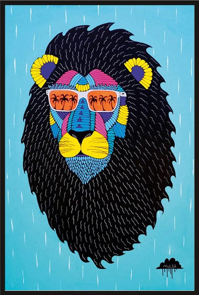 Cadre avec Affiche Leroy le Lion par Mulga, Décoration Murale XL