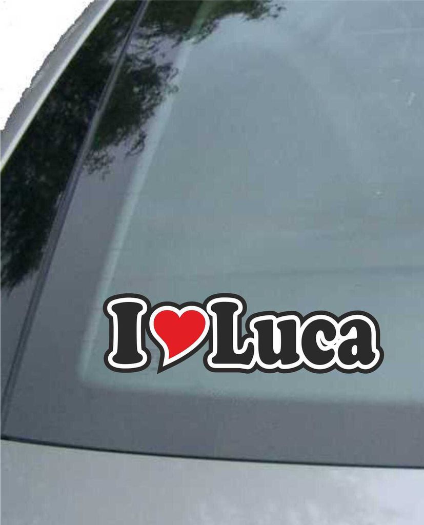 INDIGOS UG - Aufkleber / Autoaufkleber I Love Heart - Ich liebe mit Herz 15 cm - I LOVE Luca - Auto LKW Truck - Sticker mit Namen vom Mann Frau Kind