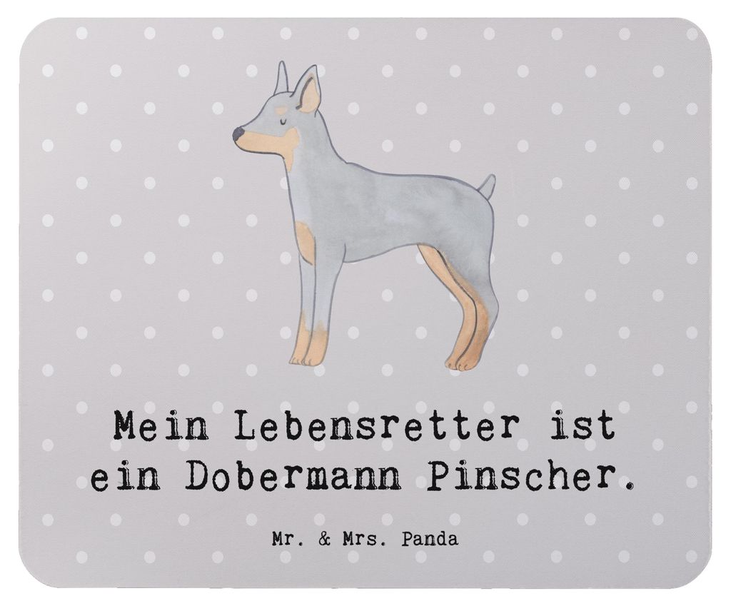 Mr. & Mrs. Panda Mauspad Dobermann Pinscher Lebensretter - Grau Pastell - Geschenk, computer mousepad, Mouse Pad, pc, mousematte