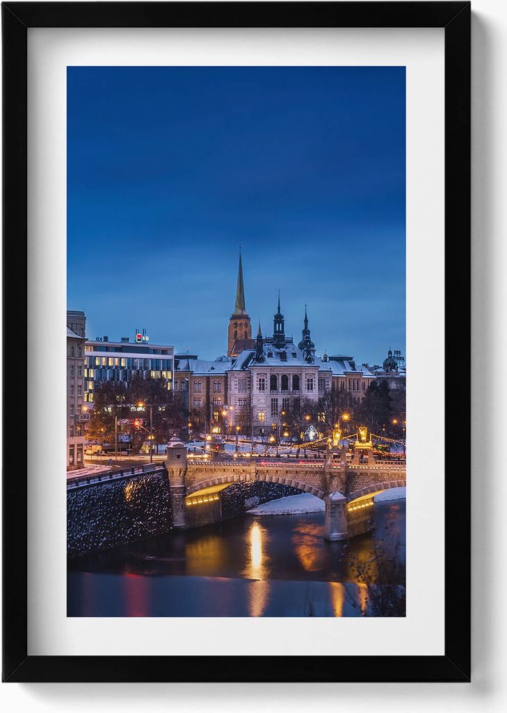 Panorama von Pilsen Tschechische Republik– Wandbild mit Rahmen – Gerahmtes Bild – Wanddekoration – 40x60 cm – Schwarz