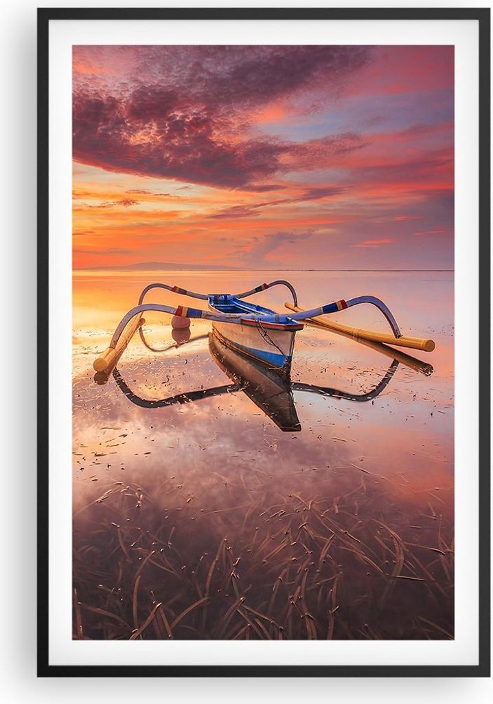 Gerahmtes Poster - Schwarzer Rahmen - £ódŸ Westen Die Sonne - 61x91,5 cm - Wand Bild - Wanddeko - Wandbilder - Kunstposter - Wandposter - Bilder...