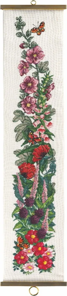 Grand kit broderie fleurs 20x92 cm Permin design scandinave point compté