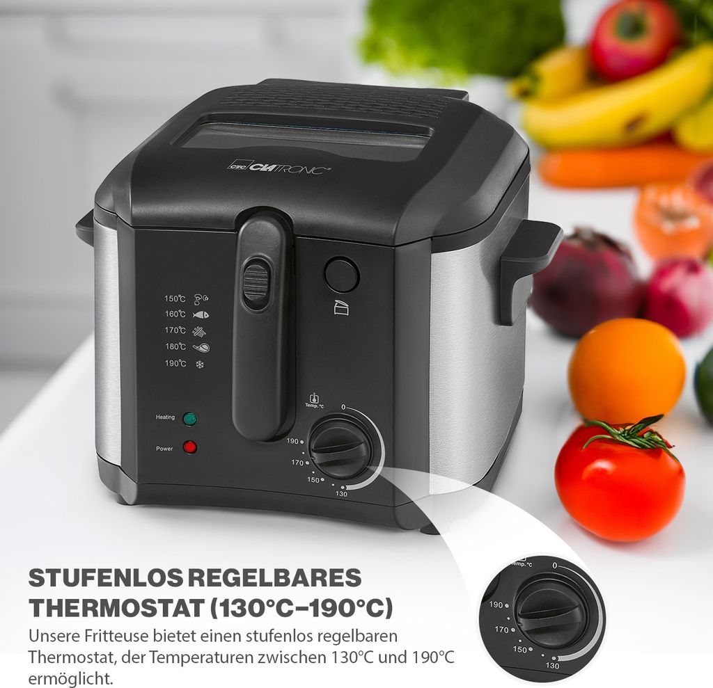 Clatronic® Friteuse mit Fett | 2,5 L | Fritteuse 130-190°C Produktbild 3