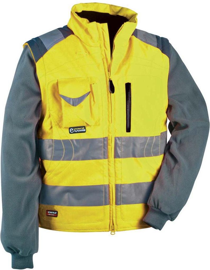 Cofra 2 in 1 Warnschutzjacke mit Fleeceärmel gelb 64