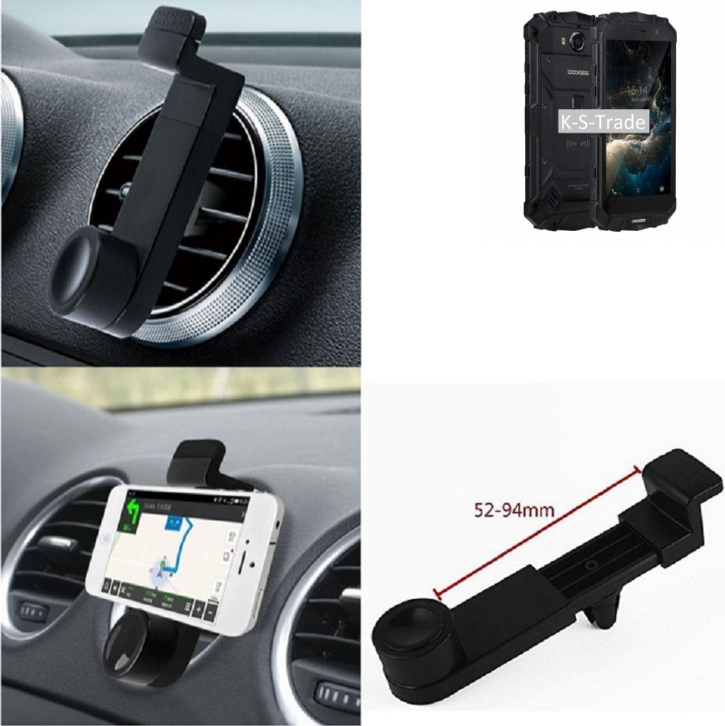 K-S-Trade Lüftungshalterung kompatibel mit Doogee S60 Lite KFZ-Halterung Autohalterung Handy-halterung Lüftungsgitter Lüftungsschlitze Schwarz