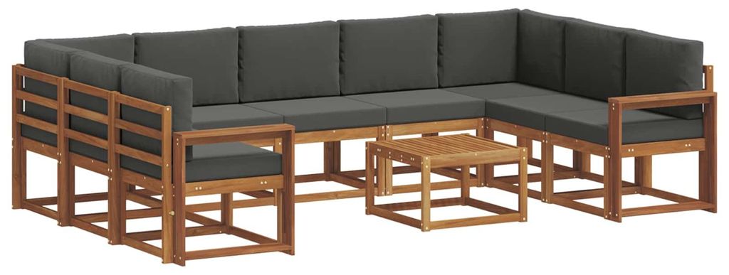 vidaXL Outdoor-Sofagarnitur mit Kissen 10 pcs Natur und Anthrazit