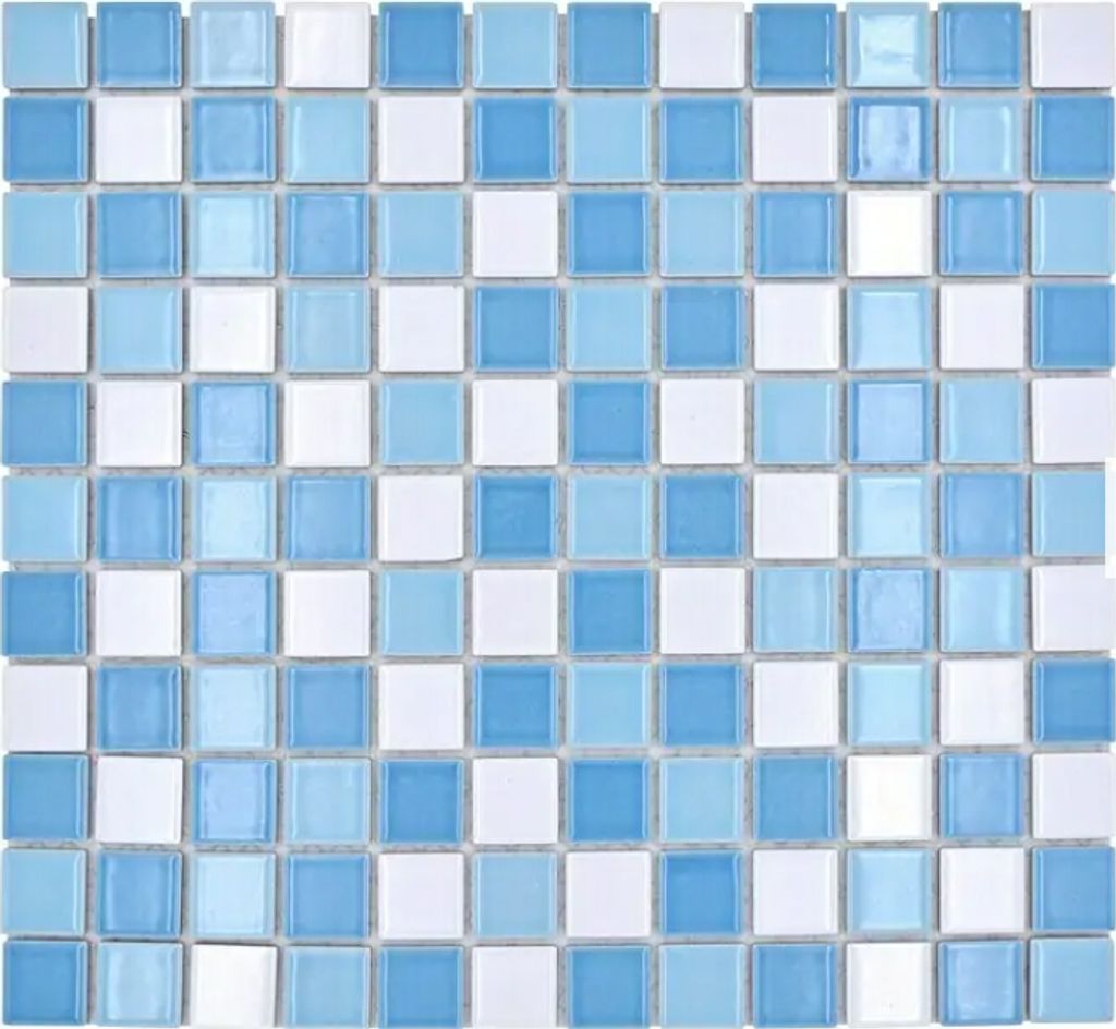 Mosani MOS18-0407_f, Mosaik, Keramik, Blau, Weiß, Rechteck, 326 mm