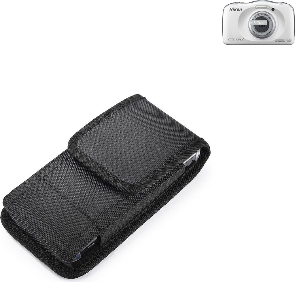 Holster Gürteltasche kompatibel mit Nikon Coolpix S33 Holster Gürtel Tasche wasserabweisend Handy Hülle Schutz Hülle Outdoor schwarz K-S-Trade