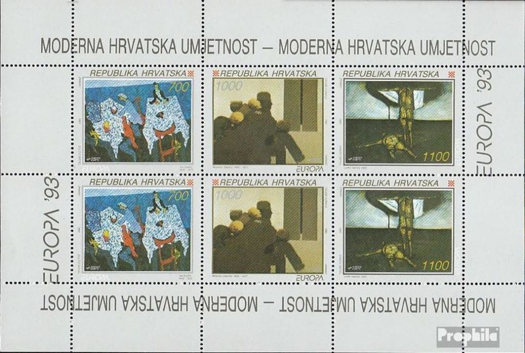 Briefmarken Kroatien 1993 Mi 240-242Klb Kleinbogen (kompl.Ausg.) postfrisch Zeitgenössische Kunst