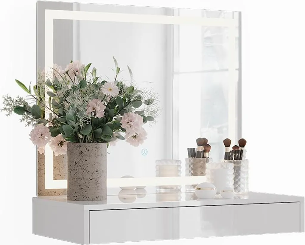 Petite Coiffeuse 80cm Vicco Sherry Blanche Brillant : Gain de Place - 6