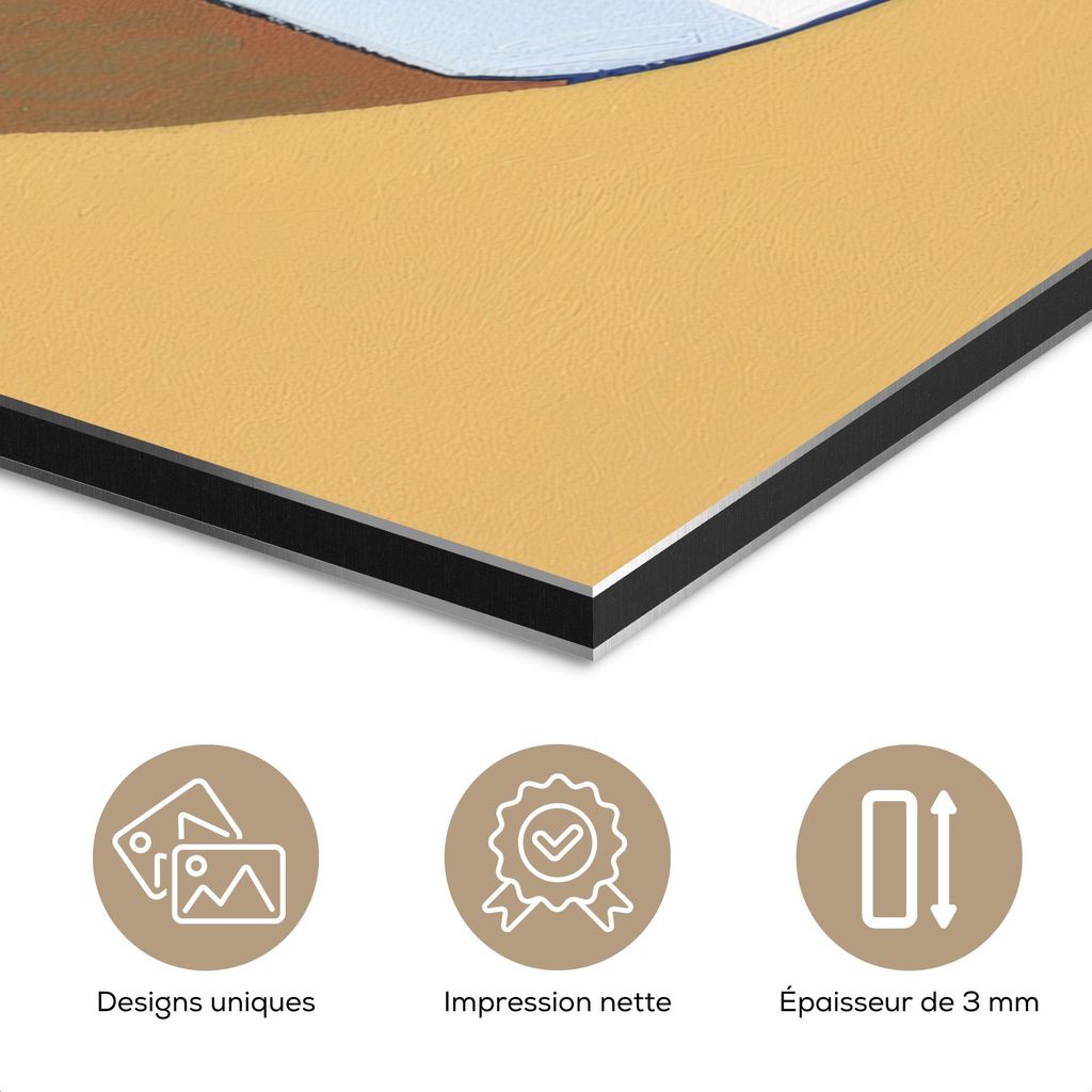 MuchoWow Wanddekoration Metall Metallbild Wandkunst 50x50 cm Dose - Minimalistisch - Blau - Illustration MuchoWow Aluminium Gemälde - Alubild - In...