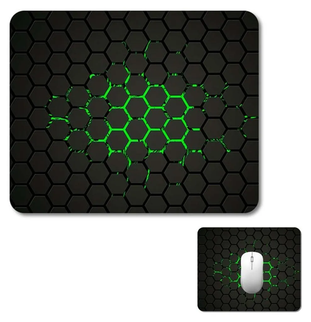 Tapis de souris gaming noir et vert 26 x 21 cm avec bordures cousues
