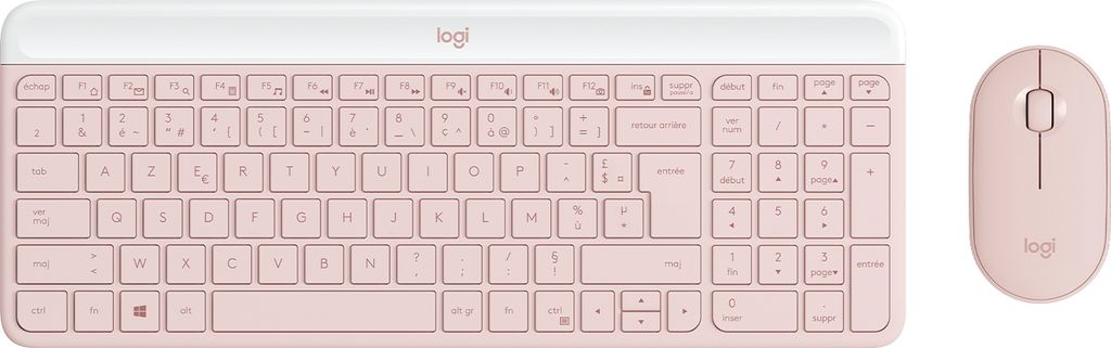 Logitech Slim Wireless Combo MK470 - Tastatur-und-Maus-Set - kabellos - 2.4 GHz - AZERTY - Französisch - rosé