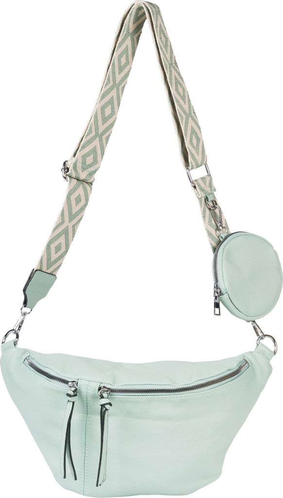 styleBREAKER Damen Halbmond Crossbody Schultertaschen Set 3-Teilig, Schultergurt mit Muster, Schlüsselanhänger, Börse 02012398
