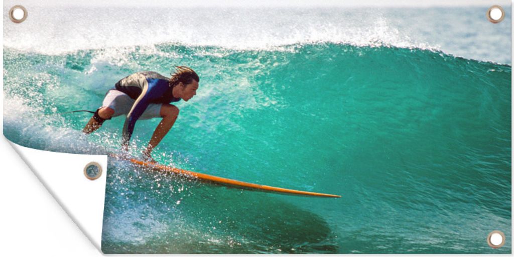 MuchoWow 60x30 cm Outdoor-Poster Gartendeko Sichtschutz Garten Poster für den Garten Surfen auf den Wellen