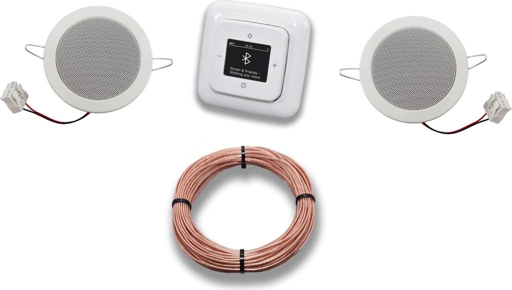 Busch Jäger DAB+ Unterputz Bluetooth (in and out) Radio 8217U-101 Reflex SI alpinweiß, Komplett-Set mit 2 x Deckenlautsprecher Einbaulautsprecher...