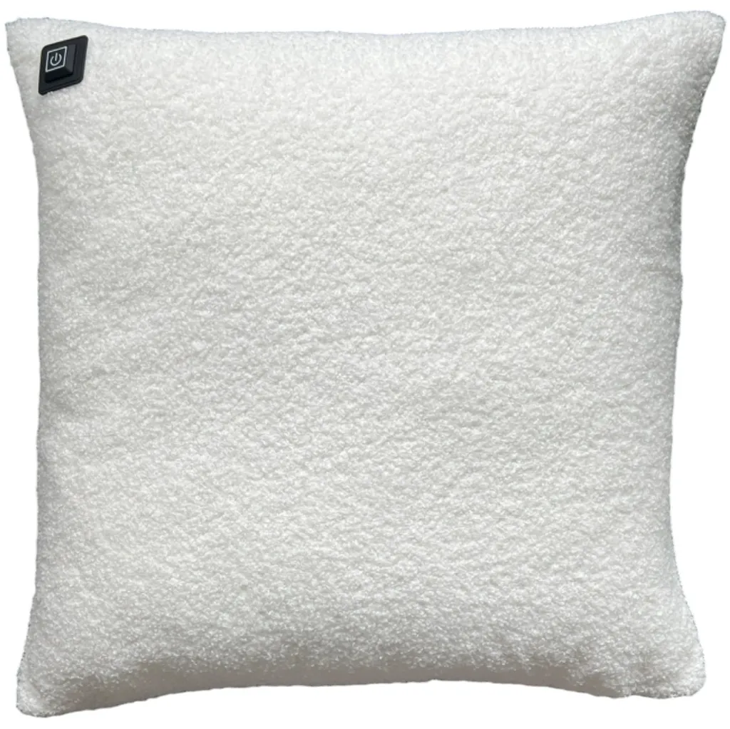 Warmpi® Cuscino riscaldante a infrarossi con power bank - Utilizzo flessibile - Può essere utilizzato con o senza cavo - Teddy White Bouclé