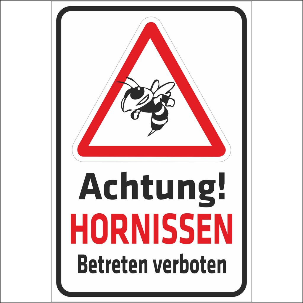 INDIGOS UG - Aluverbundplatte Schilder 3mm - Sicherheit - Achtung! Hornissen - Betreten verboten - 200x150 mm