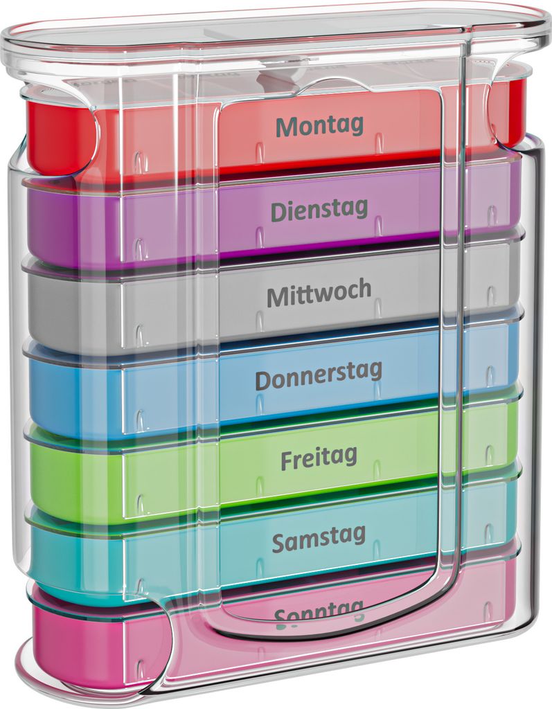 WELLGRO Tablettenbox für 7 Tage - Mit 4 Fächern pro Tag, Produktbild 