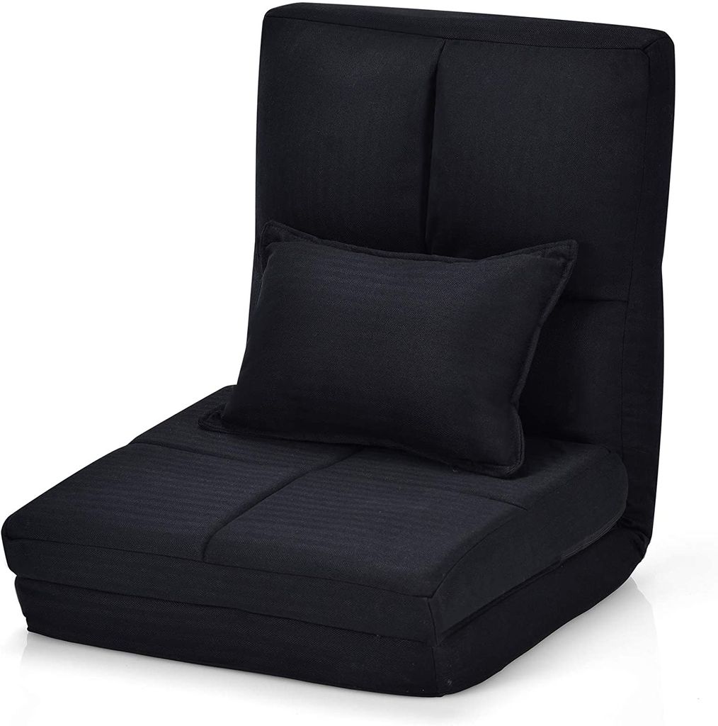 GOPLUS Bodenstuhl mit 1 Kissen, Bodensofa mit Schlaffunktion, Bettsofa mit 5-Fach Verstellbarer Rückenlehne, als Sofa/Liege/Bett, Klappbar, für W...