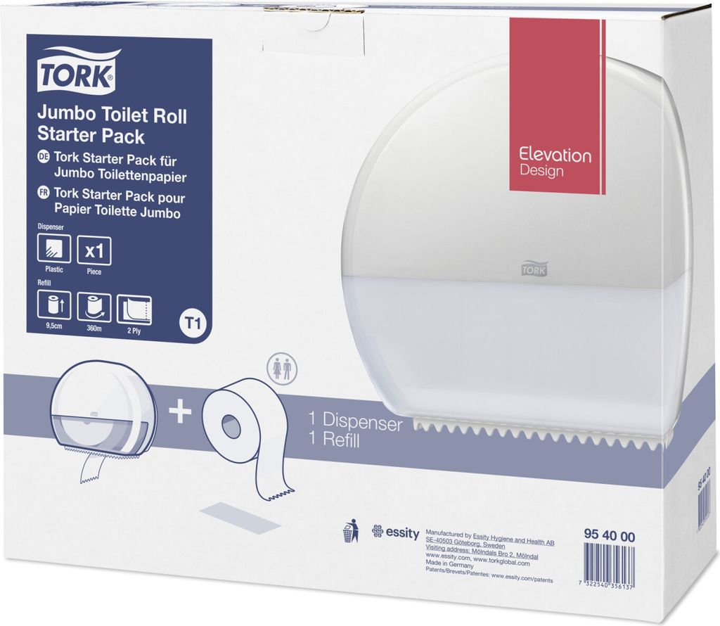 Tork 95 40 00 Weiß Kunststoff Rollen-Toilettenpapierspender