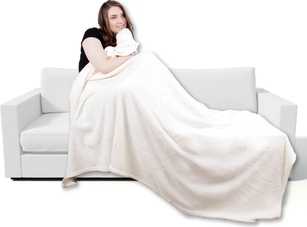 Coperta in microfibra, colore: bianco, dimensioni: 220x240 cm