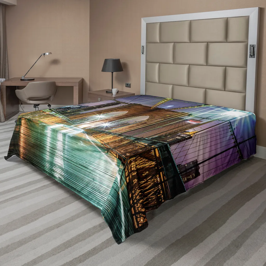 Drap de lit infroissable violet pont de Brooklyn pour un lit sans plis