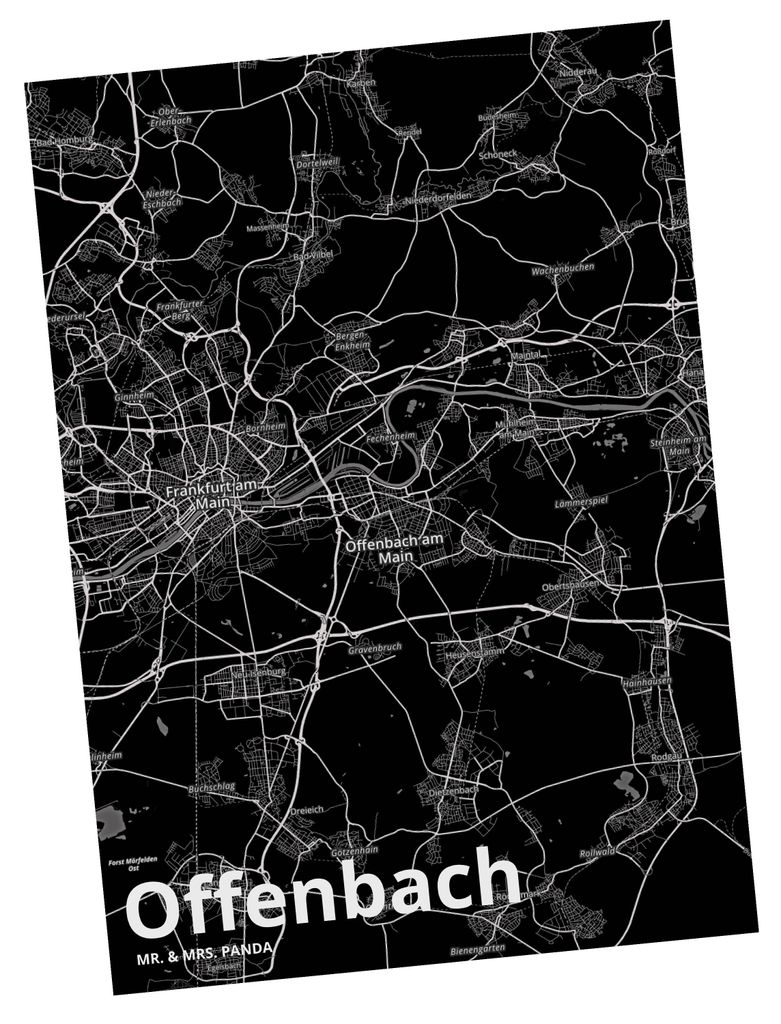Mr. & Mrs. Panda Postkarte Offenbach - Geschenk, Ansichtskarte, Grußkarte, Postkarten, Ansichtskarten, einzelkarte, Stadt Dorf Karte Landkarte Map...
