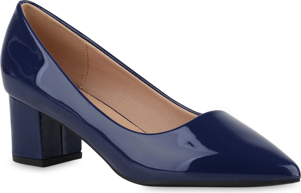 VAN HILL Damen Klassische Pumps Elegante Absatz-Schuhe 840673, Farbe: Dunkelblau, Größe: 37