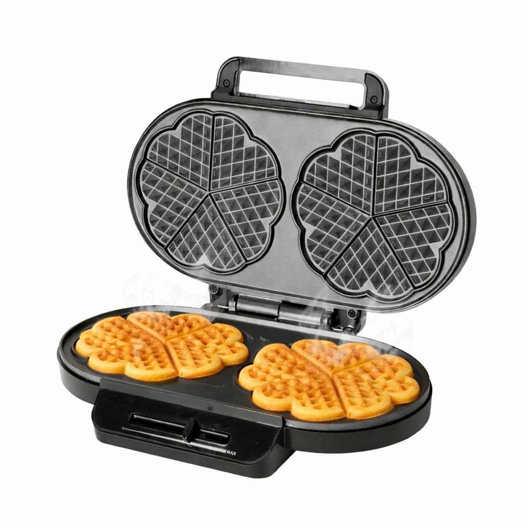 Emerio Waffeleisen – Herzförmige Waffeln – 1200 W – regelbarer Thermostat – Antihaftbeschichtung – 14 cm Durchmesser – rutschfest - WM...