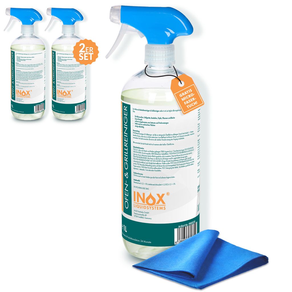 INOX - Starkes Backofenreiniger Spray & Grillreiniger extra stark 2x1L