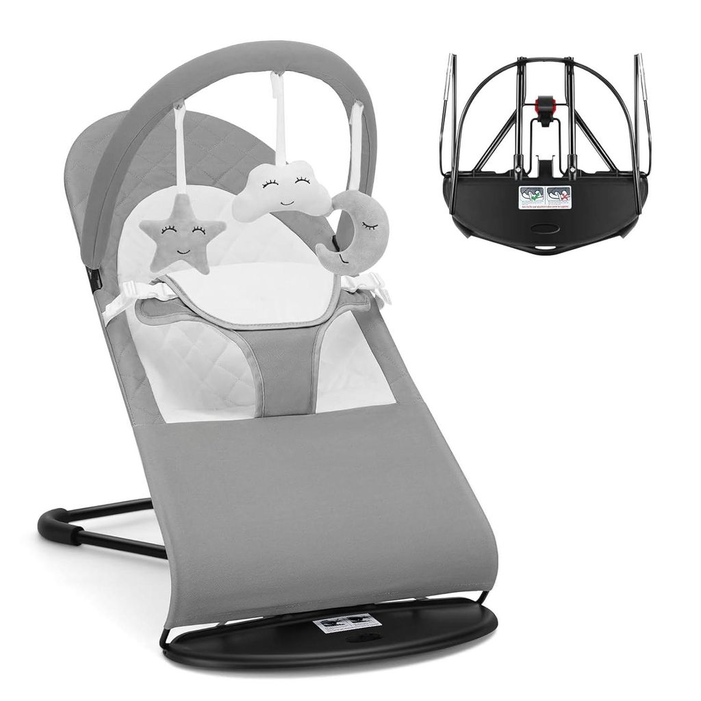 Babywippe Babyschaukel Baby Bouncer Spielbügel mit 3 Produktbild 